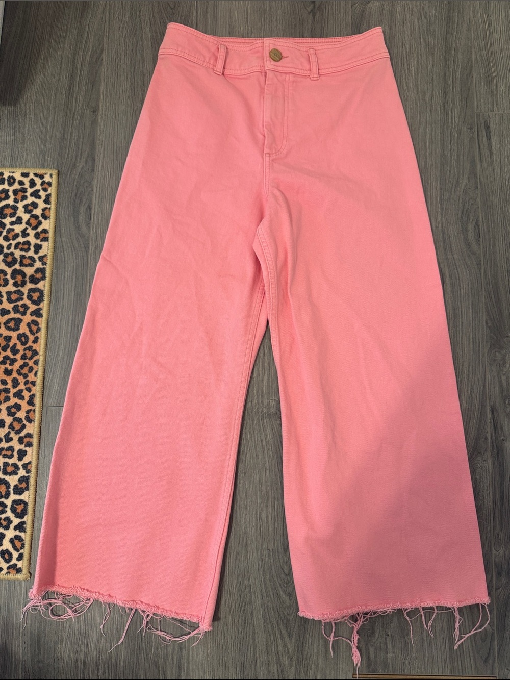 ANTONIO MELANI Pink Wide-Leg Frayed Hem Pants